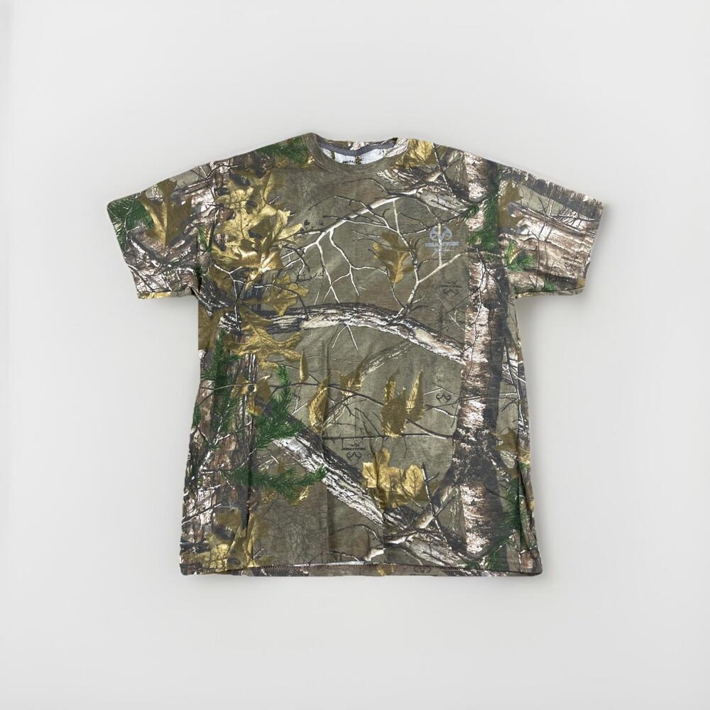 Realtree Camo Crew Neck T-Shirt Green Short Sleeve Men's Large Gorpcore Street